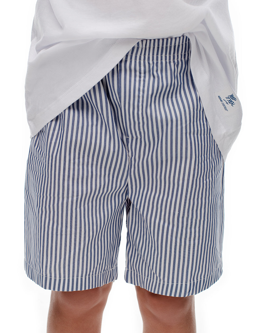 Pijama regular fit manga corta azul con rayas