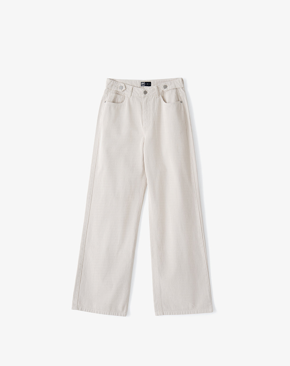 Jean wide leg tiro alto cinco bolsillos arena mujer