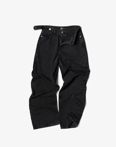 Jean wide leg tiro alto negro mujer