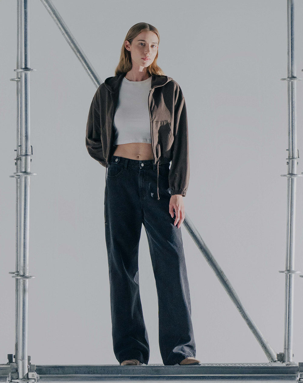 Jean wide leg tiro alto negro mujer