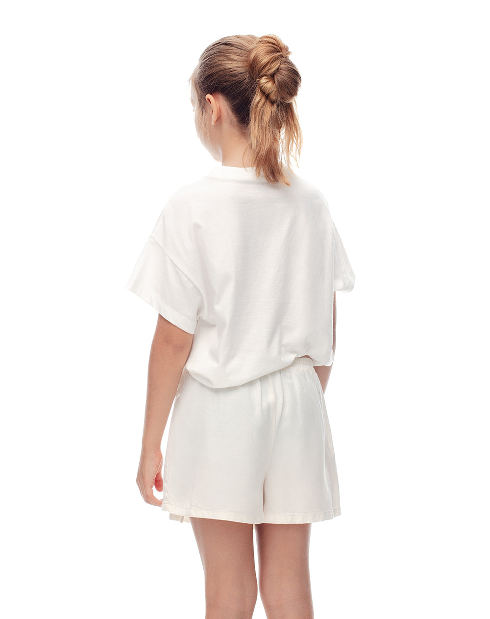 Falda short tiro medio crema niña