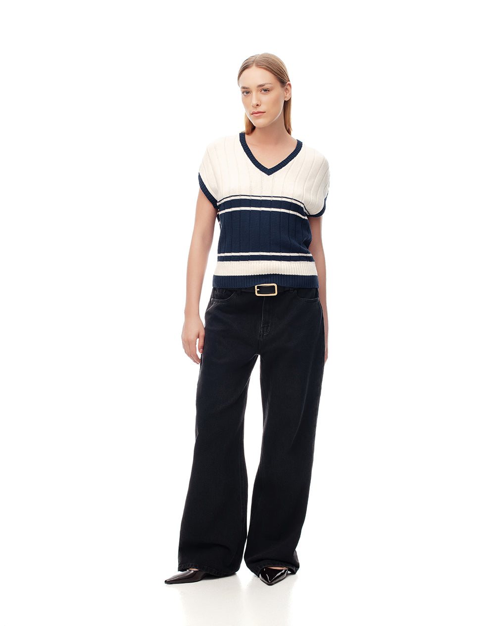 Chaleco relaxed fit sin capucha azul bloques