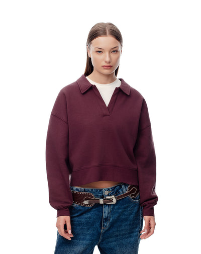 Buzo tipo polo regular vino tinto mujer