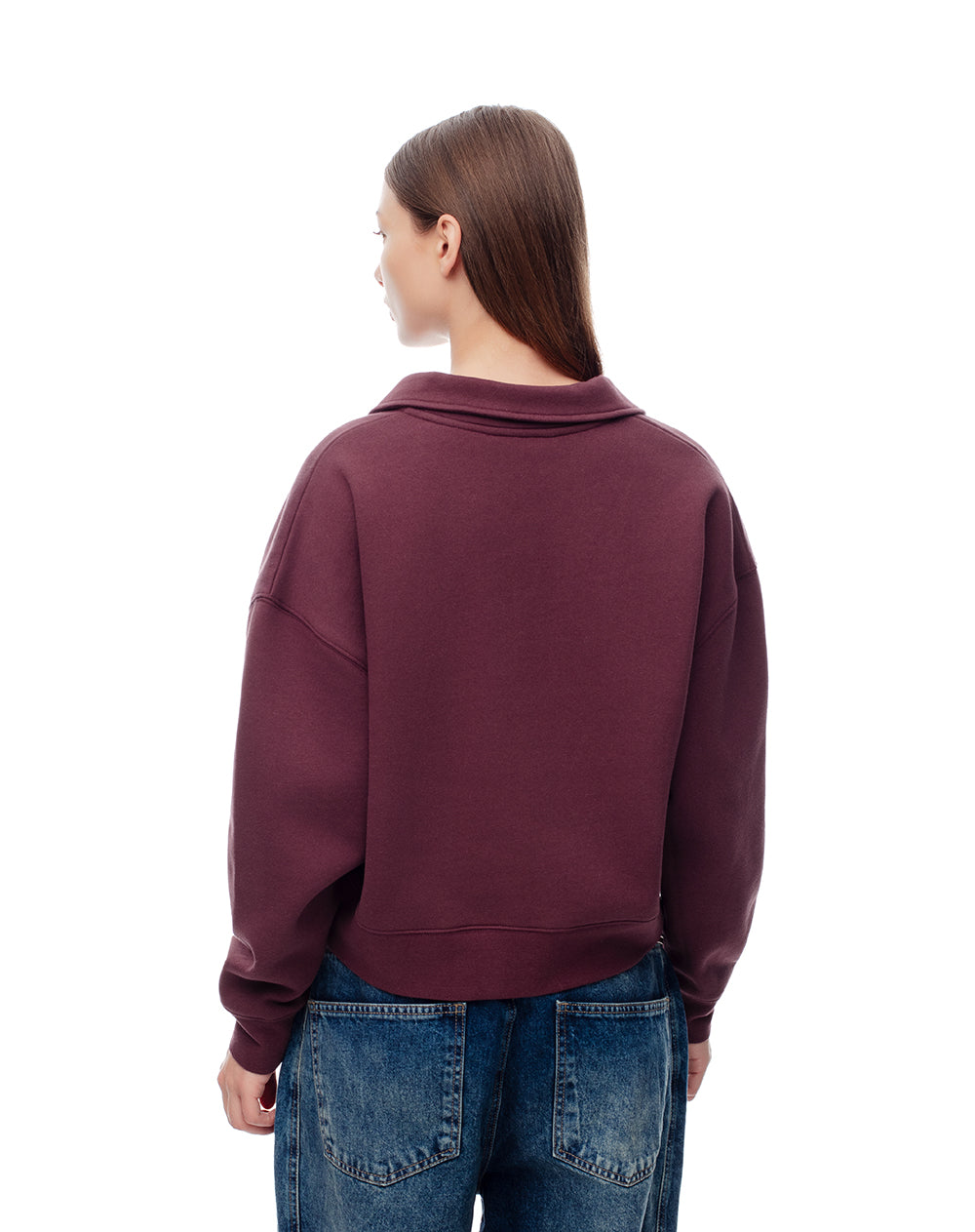 Buzo tipo polo regular vino tinto mujer