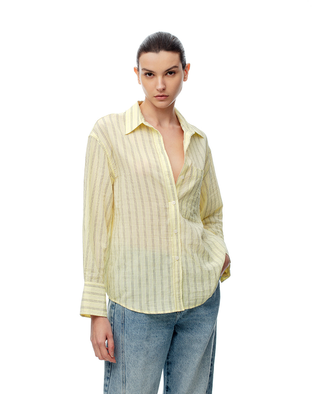 Camisa manga larga regular rayas mujer