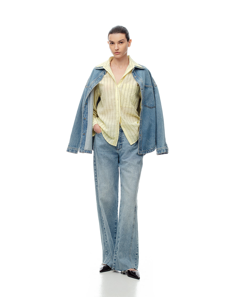 Camisa manga larga regular rayas mujer