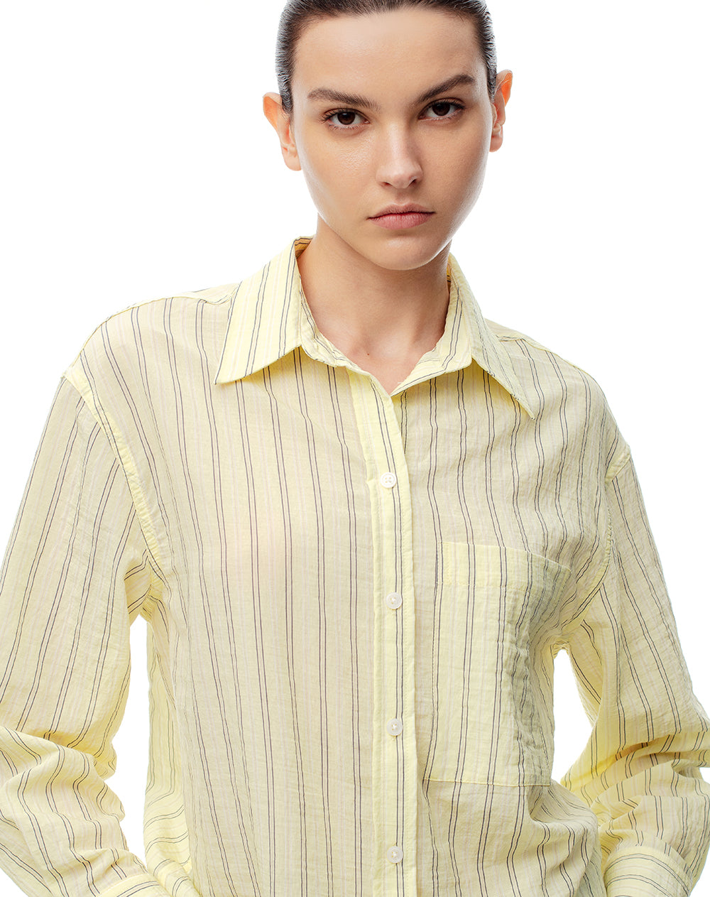 Camisa manga larga regular rayas mujer