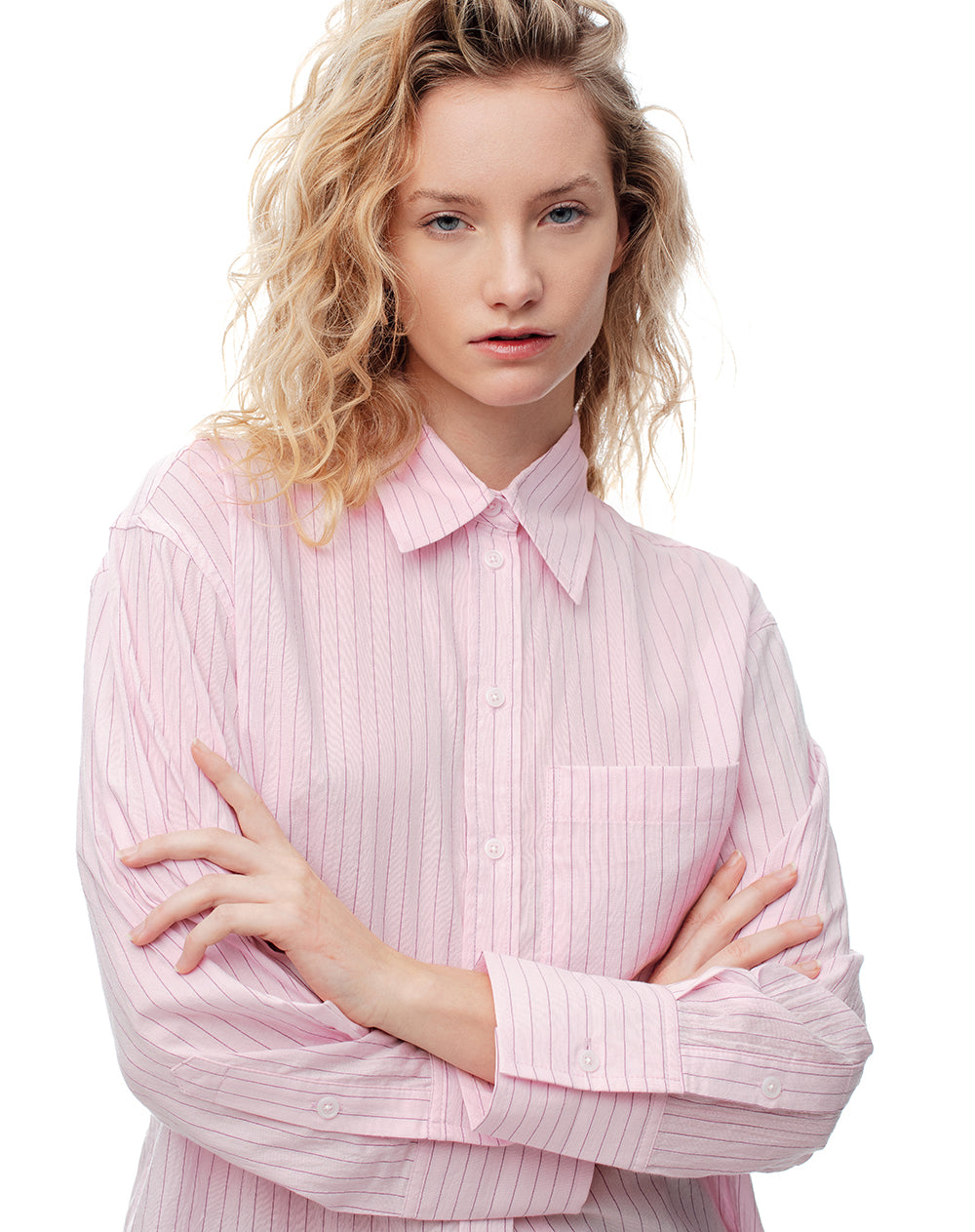 Camisa manga larga regular rayas mujer