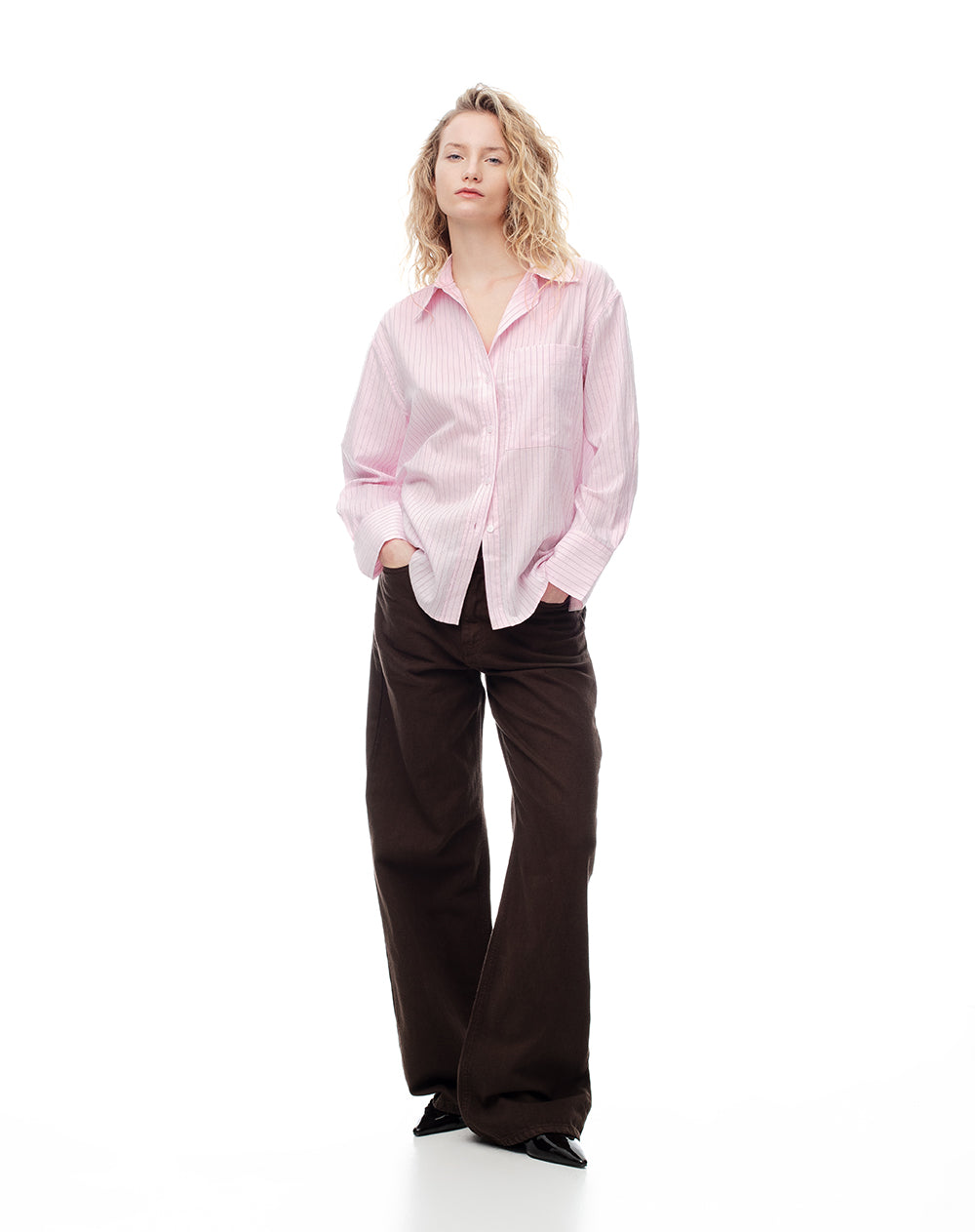 Camisa manga larga regular rayas mujer