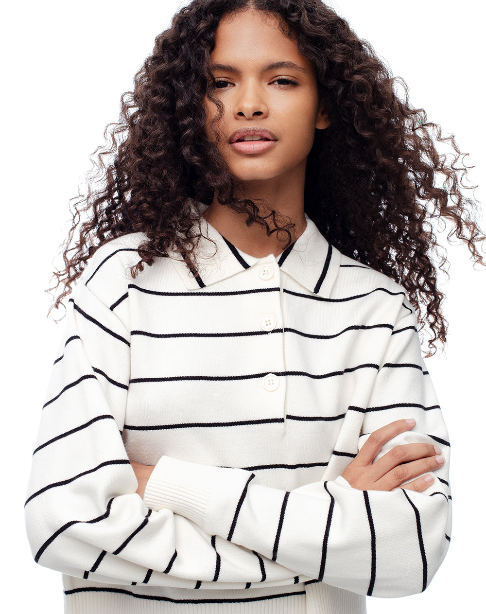 Buzo regular fit blanco rayas