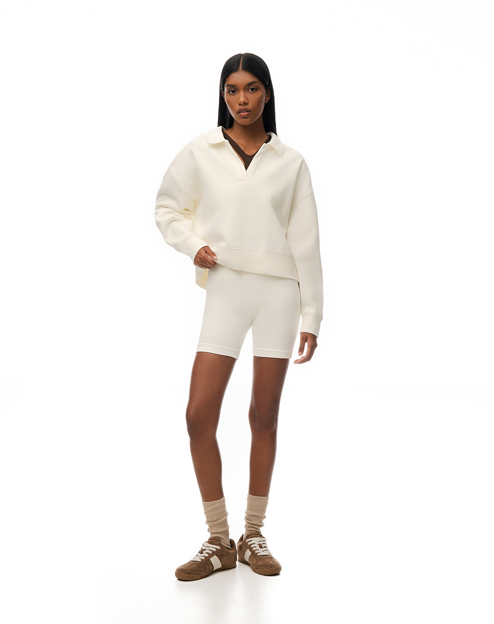 Biker deportivo seamless blanco mujer