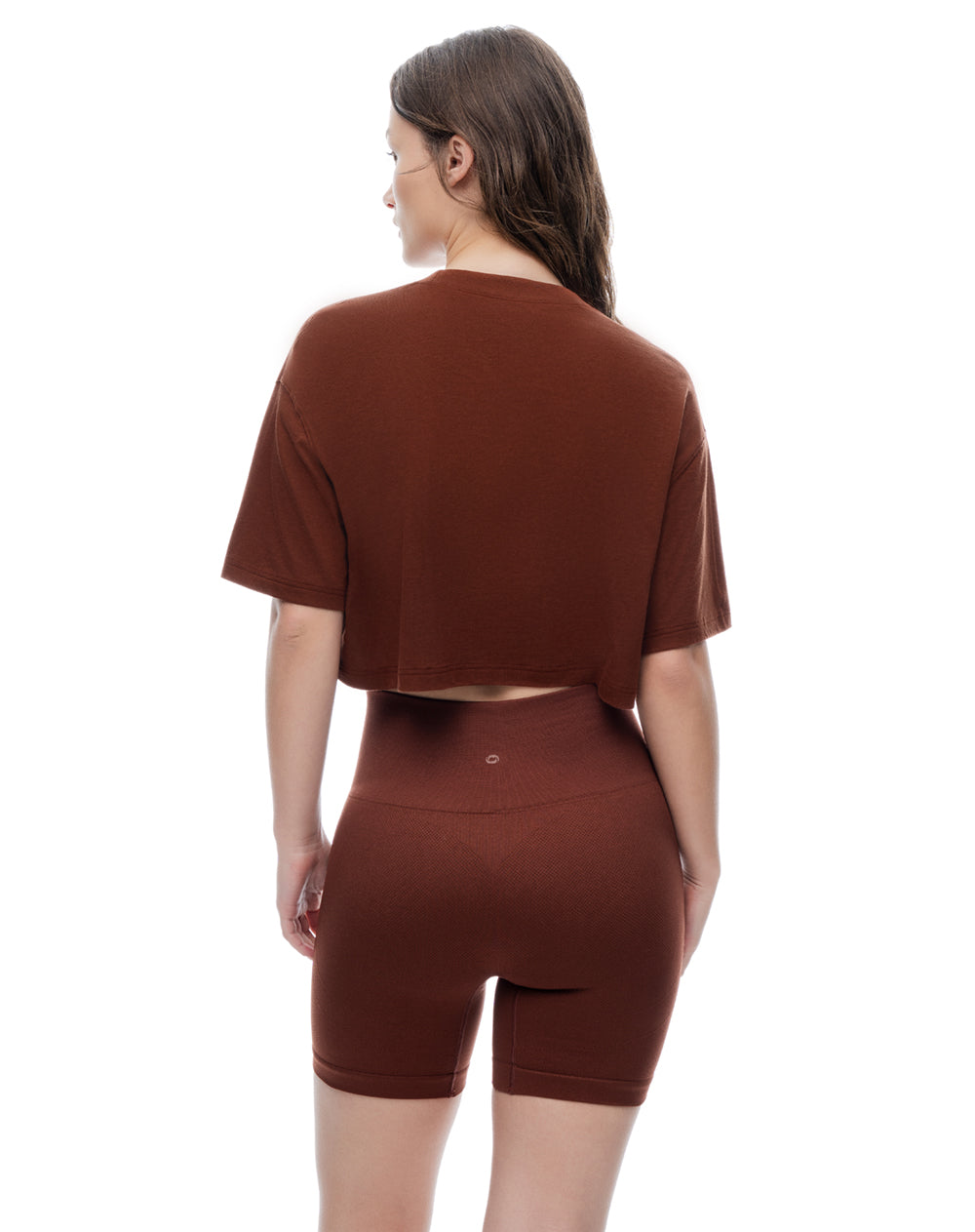 Top + biker deportivo seamless café mujer
