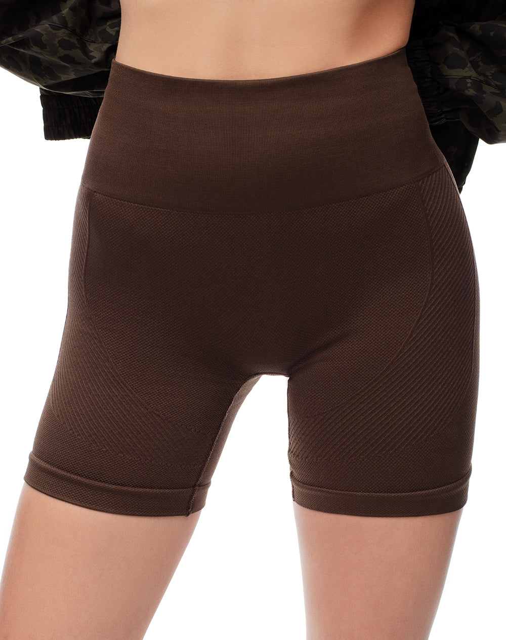 Top + biker deportivo chocolate mujer