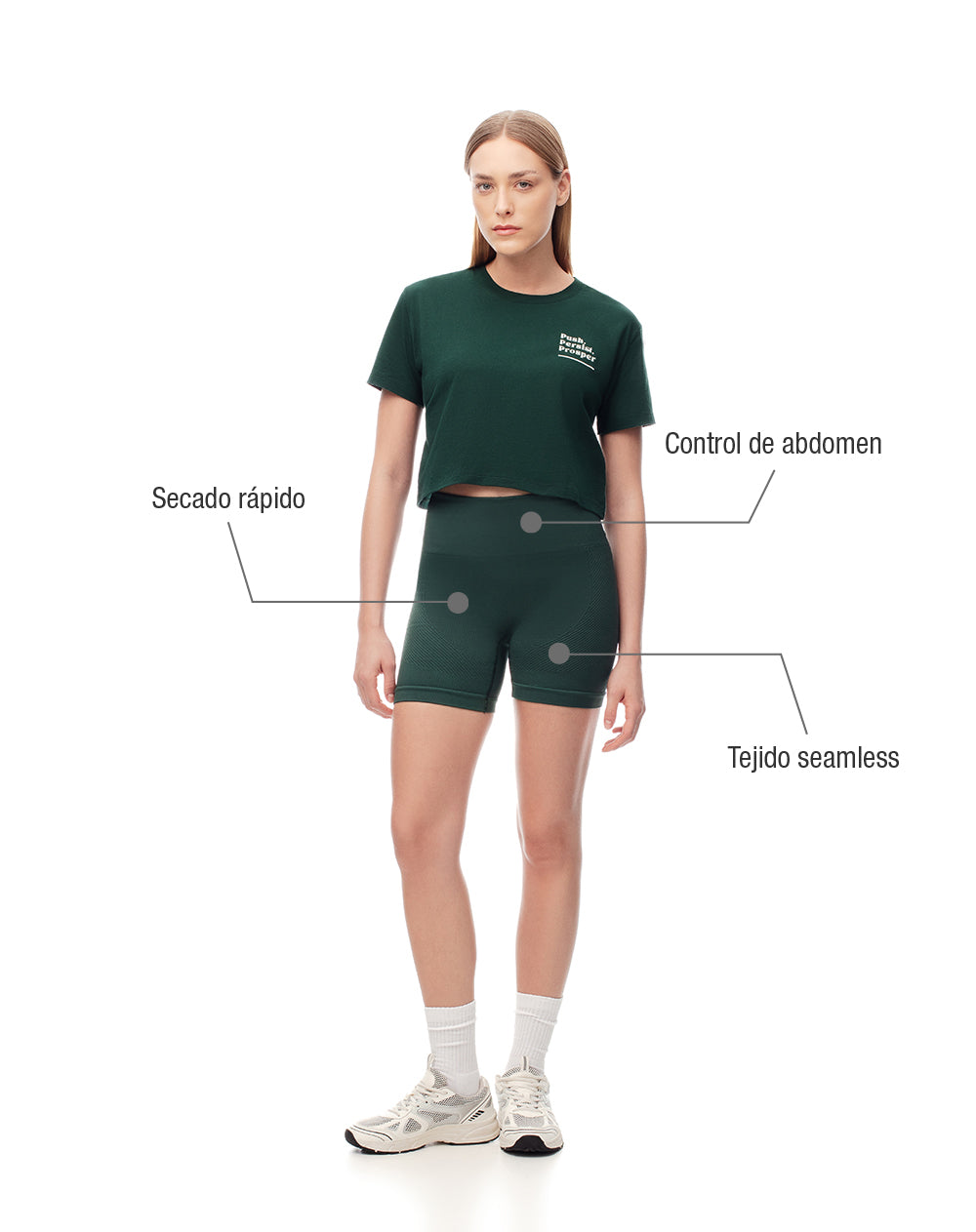 Biker deportivo seamless verde mujer