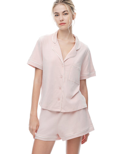 Pijama regular manga corta palo de rosa mujer