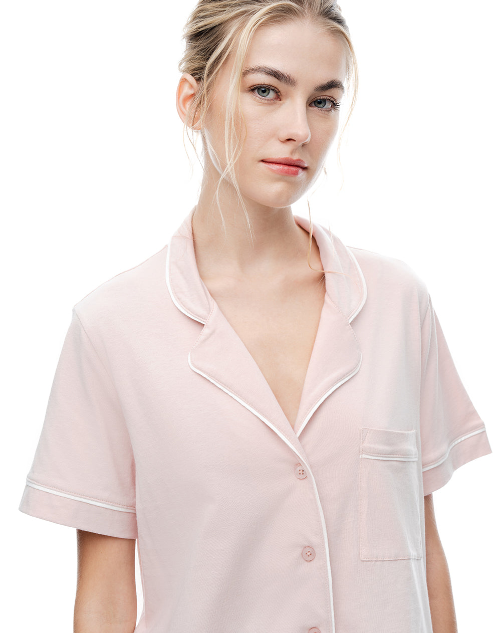 Pijama regular manga corta palo de rosa mujer