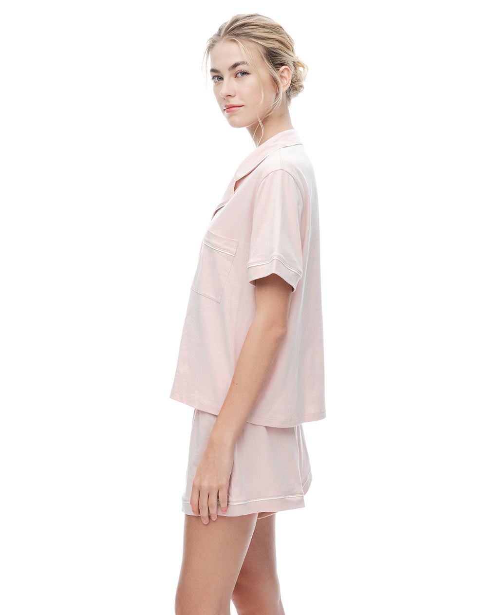Pijama regular manga corta palo de rosa mujer