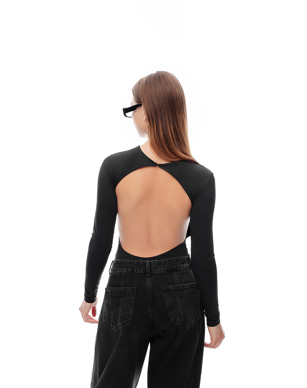 Body cuello redondo manga larga negro