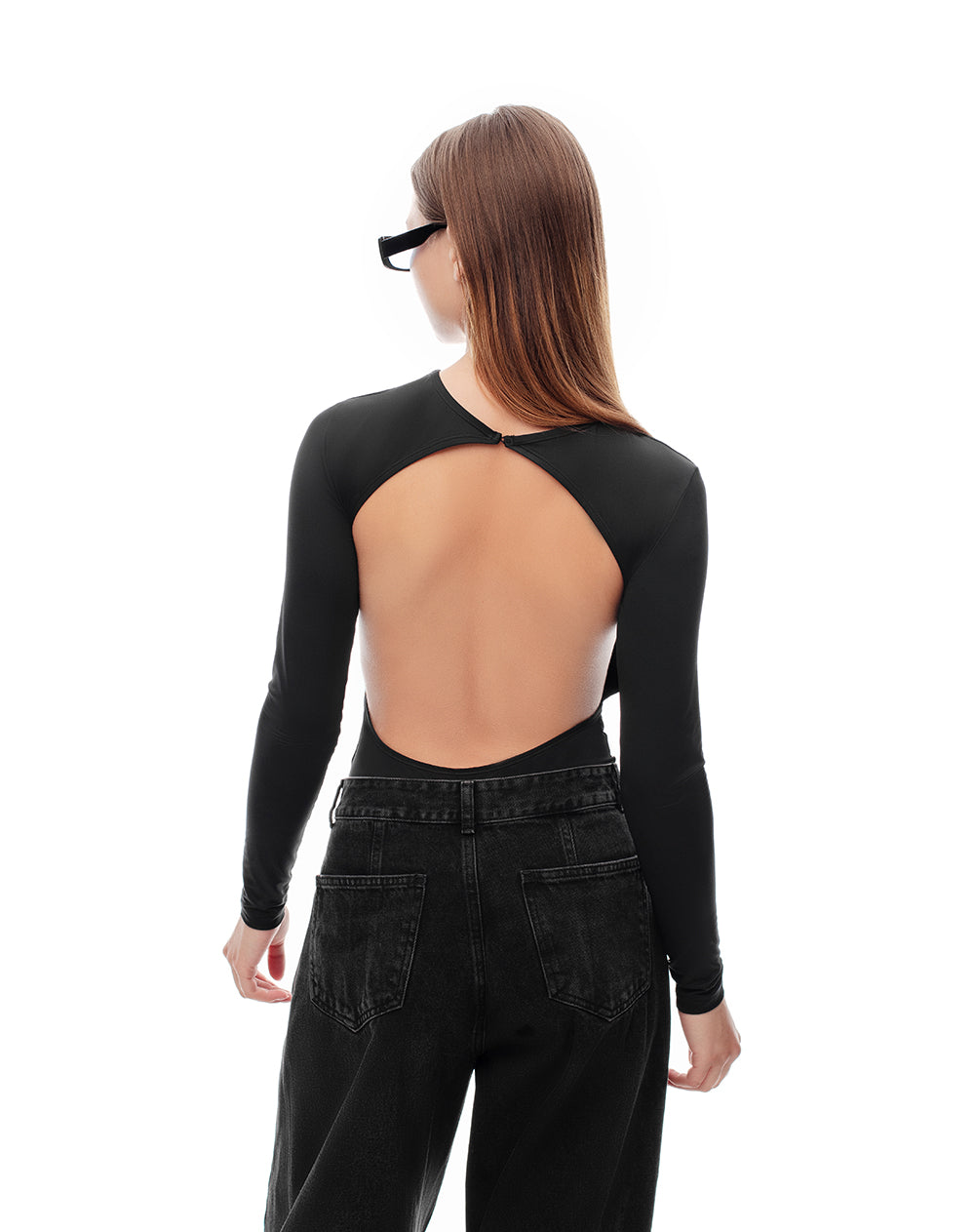 Body cuello redondo manga larga negro