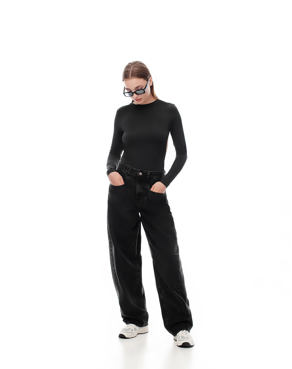 Body cuello redondo manga larga negro