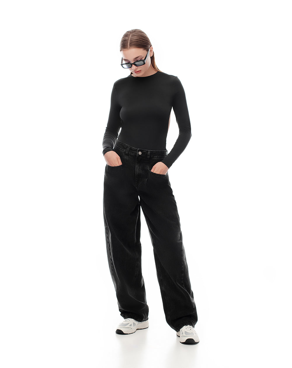 Body cuello redondo manga larga negro