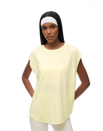 Camiseta deportiva secado rápido amarilla mujer