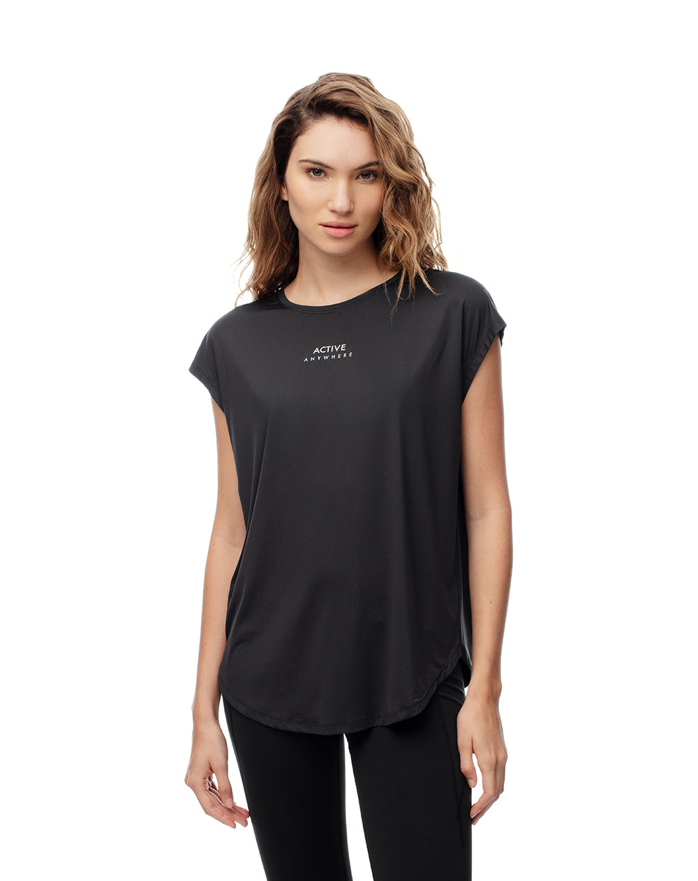 Camiseta deportiva secado rápido negra mujer