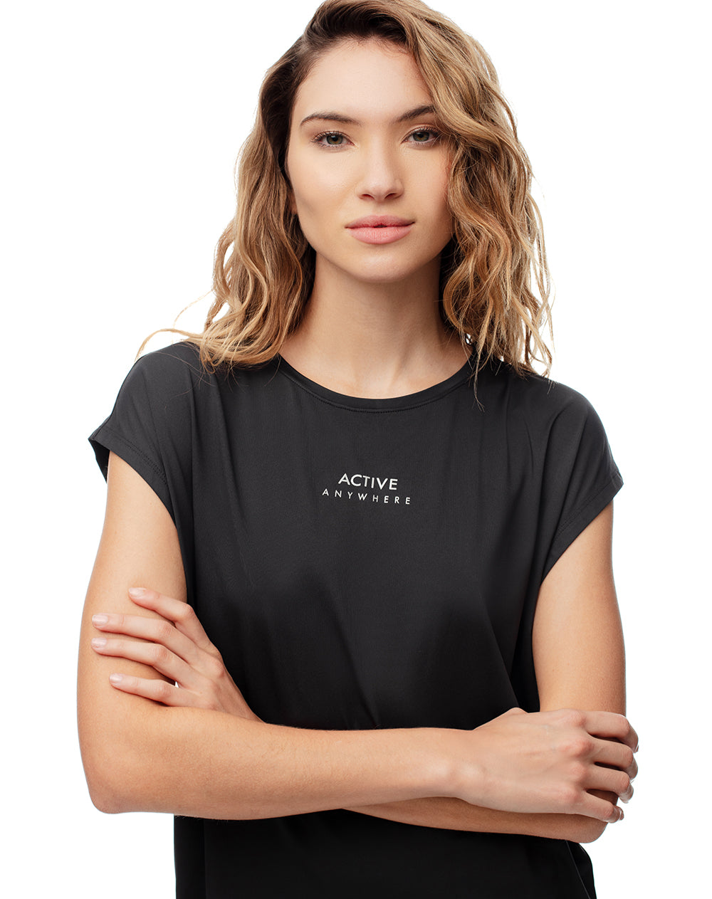 Camiseta deportiva secado rápido negra mujer