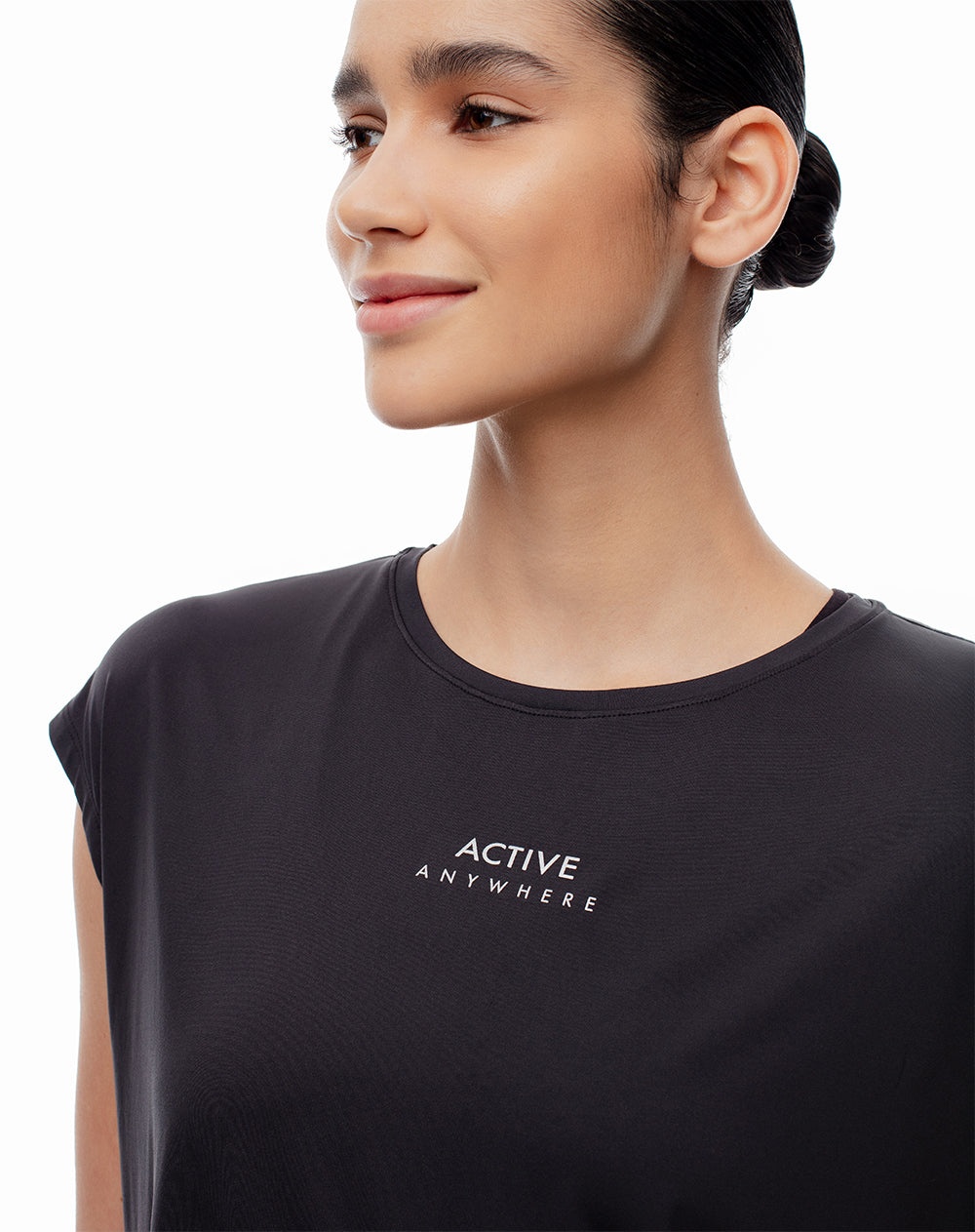 Camiseta deportiva secado rápido negra mujer