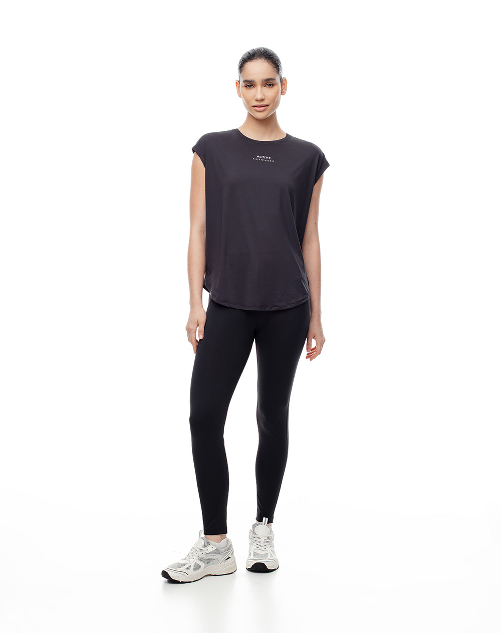 Camiseta deportiva secado rápido negra mujer