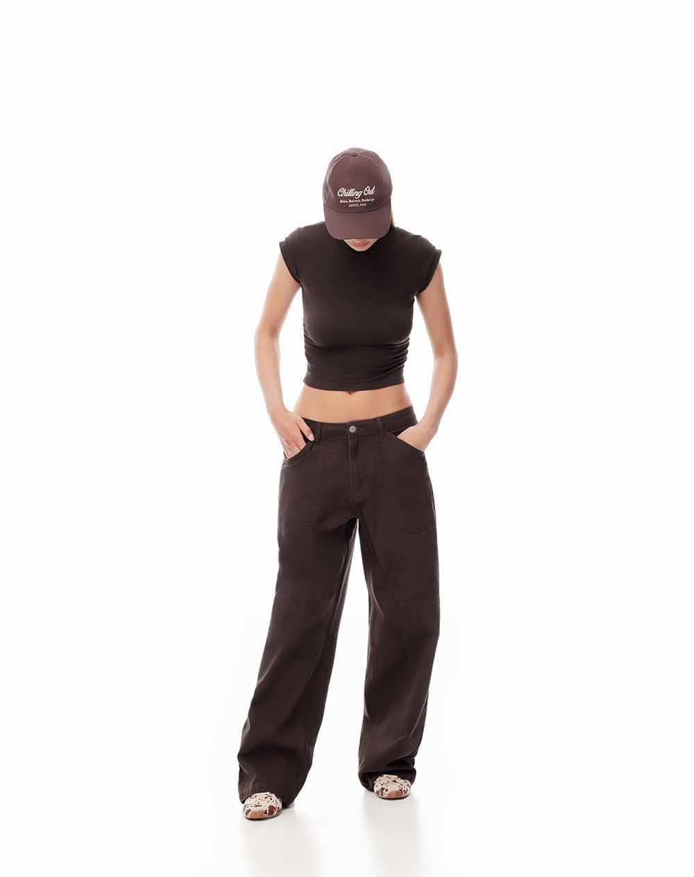 Camiseta slim fit manga corta chocolate