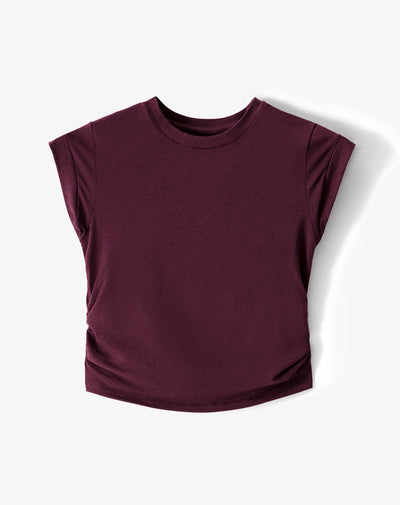 Camiseta crop slim vinotinto mujer