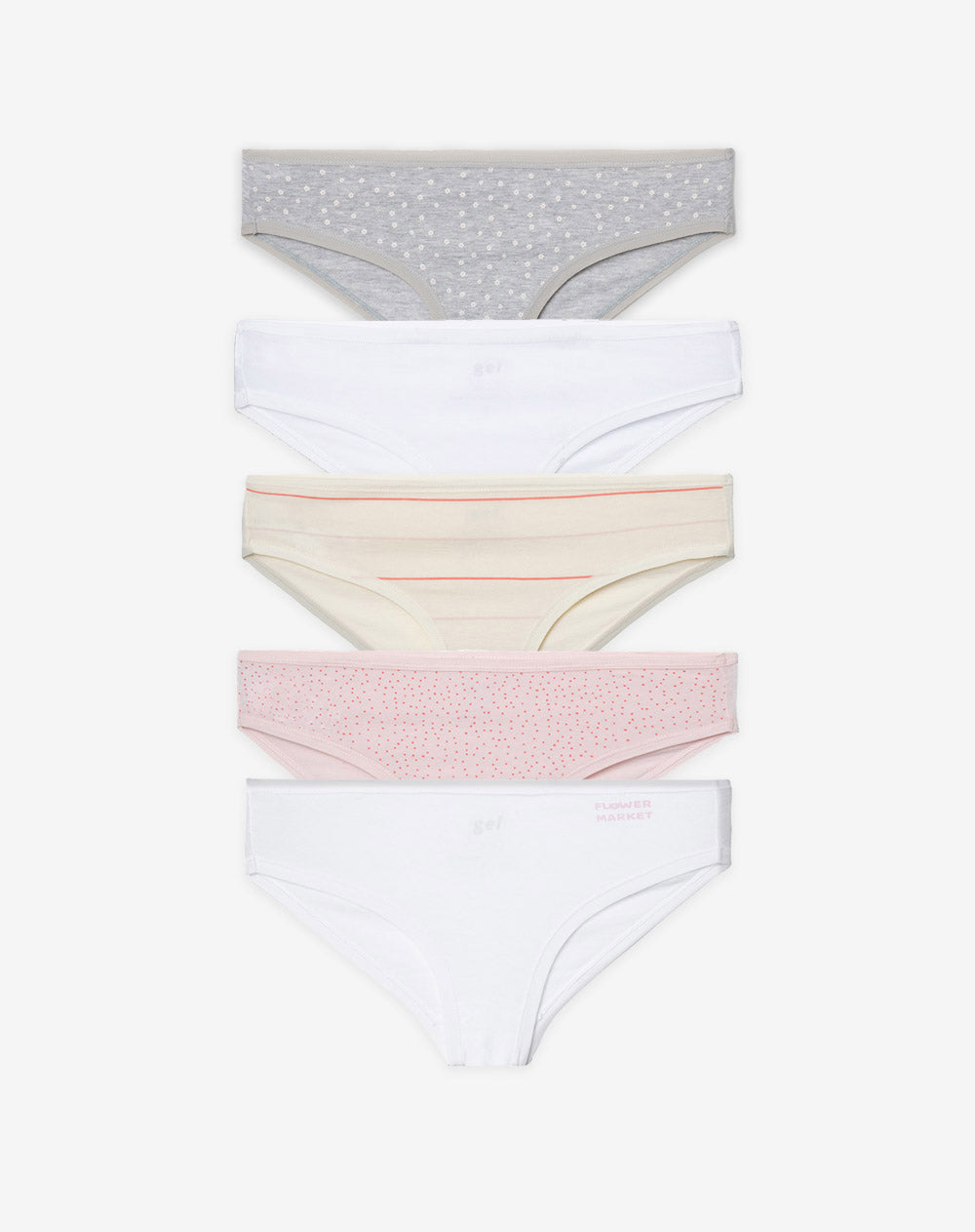 5 pantys clasico en punto tiro medio surtido