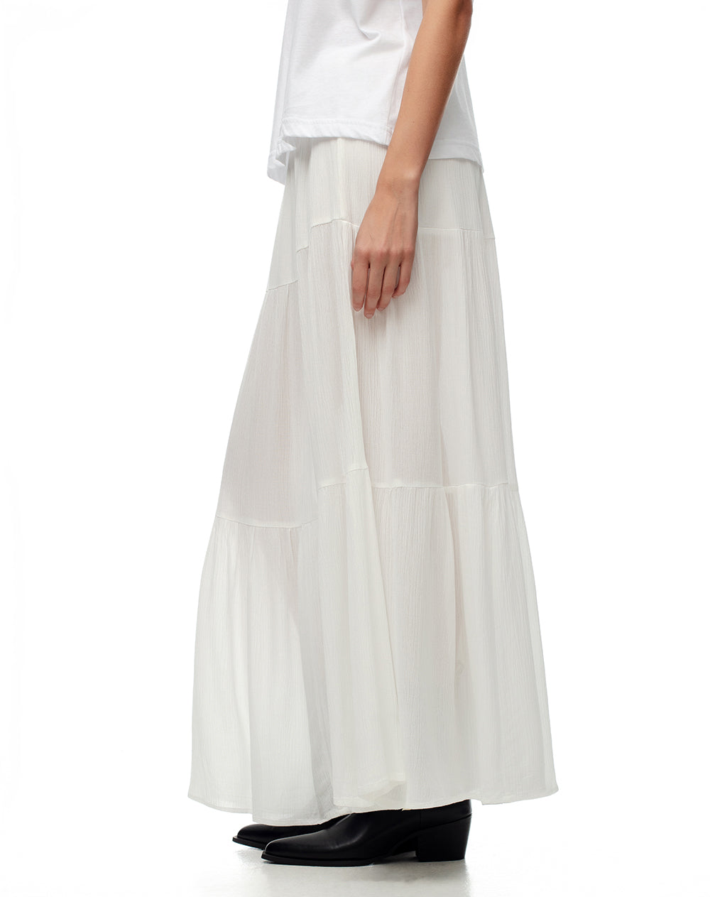Falda larga tiro medio blanca