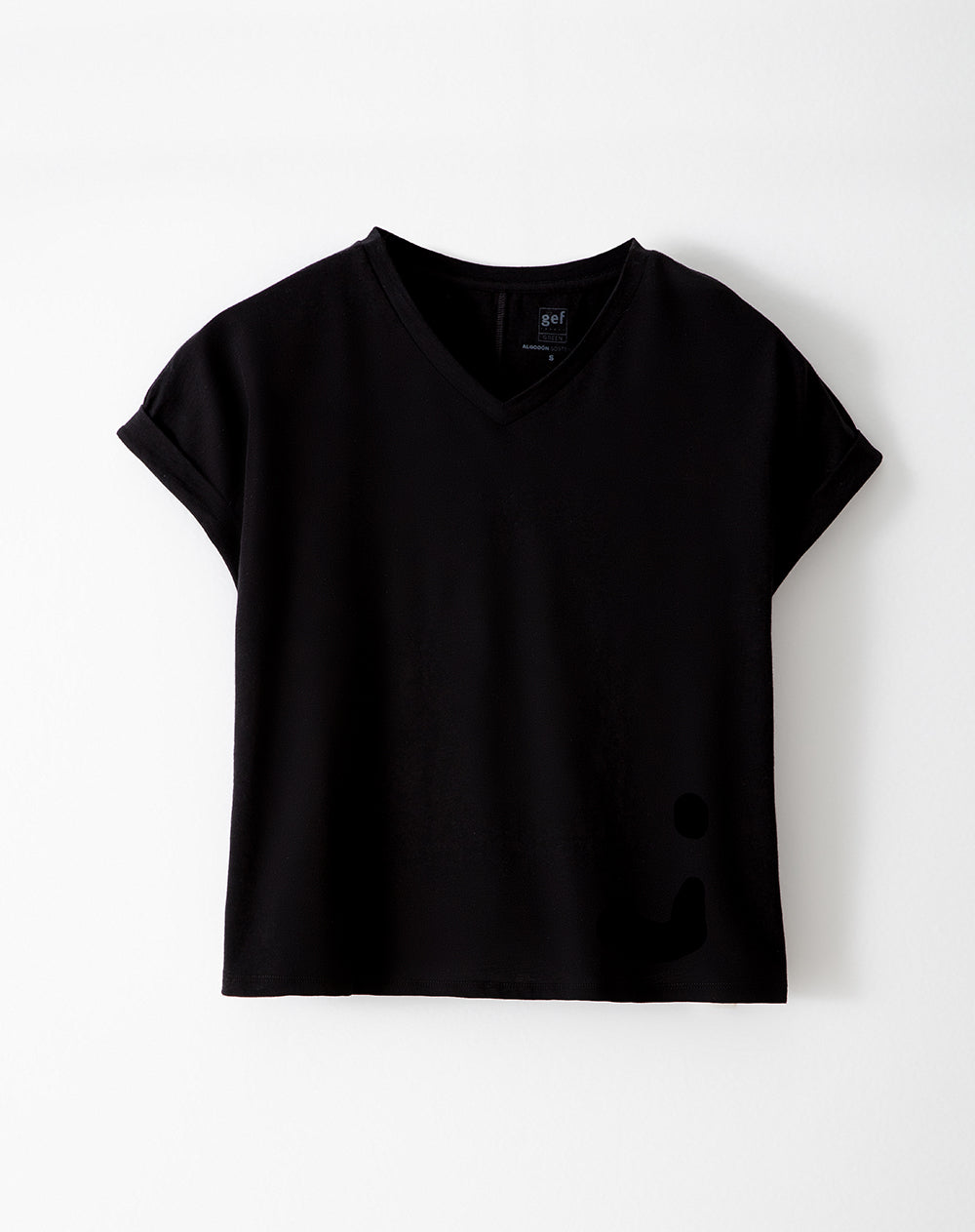 Camiseta regular algodón negra mujer