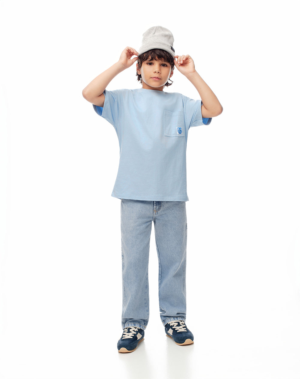 Camiseta oversize algodón azul niño