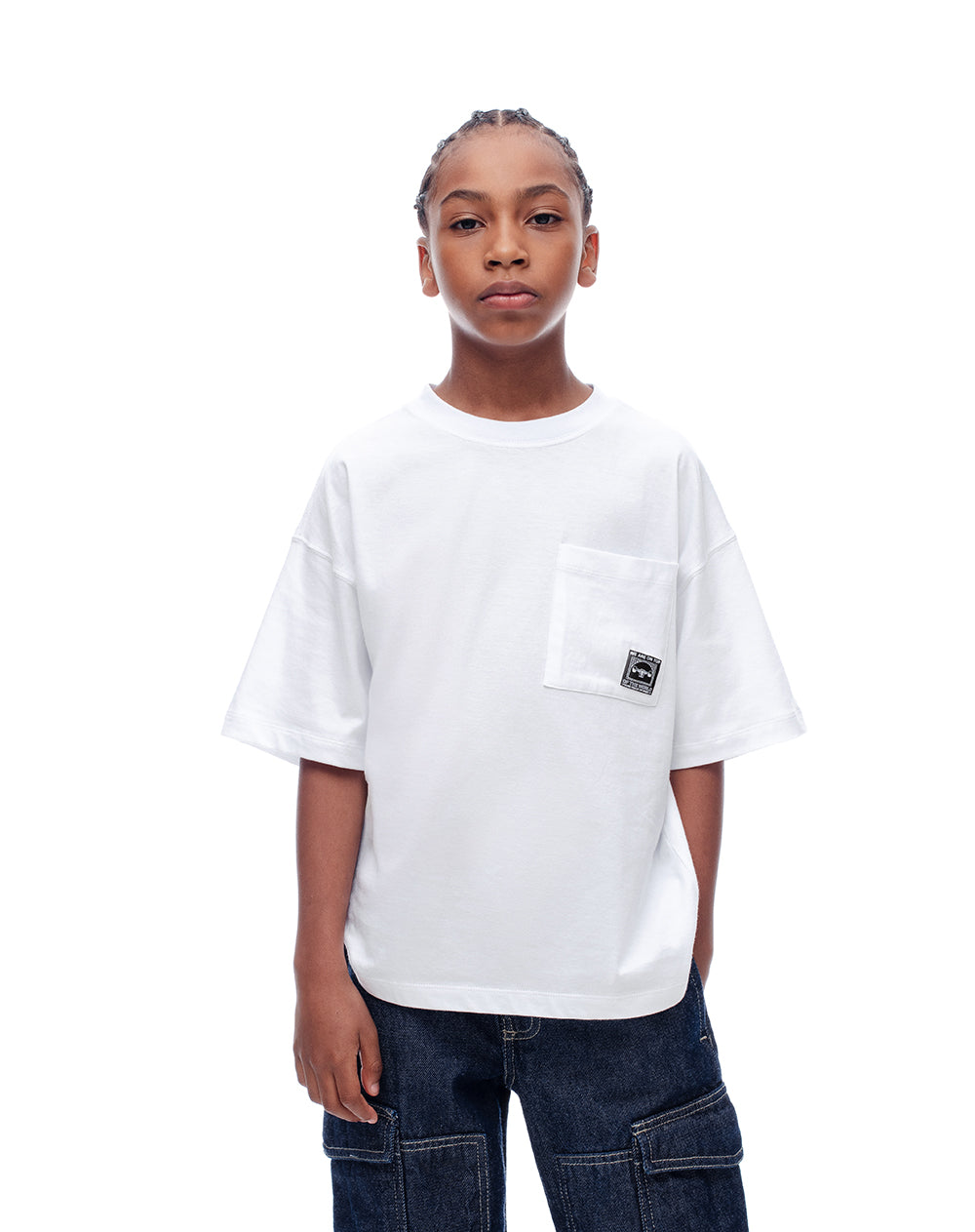 Camiseta oversize algodón blanca niño