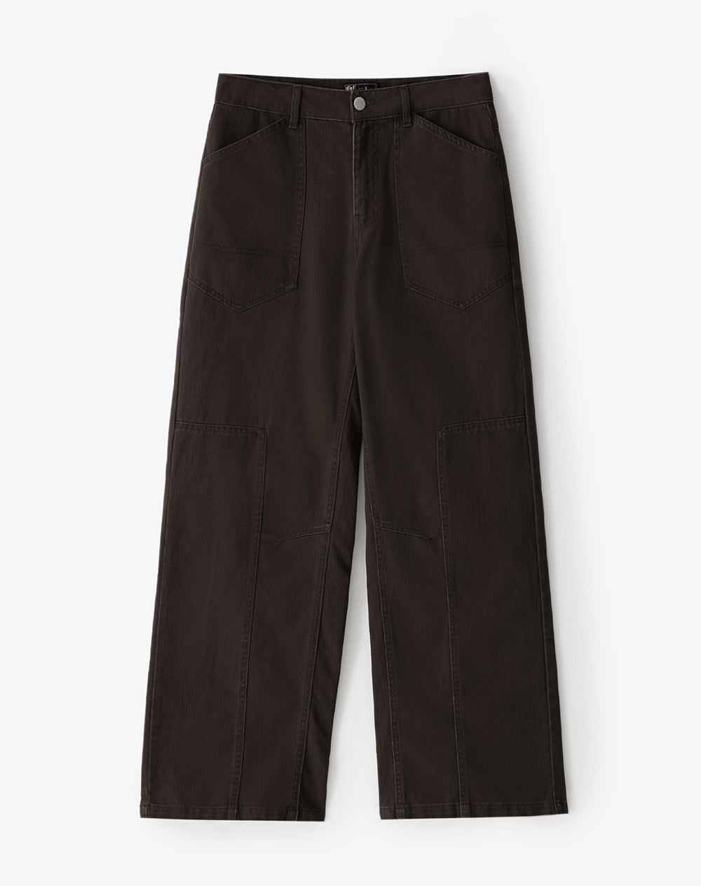 Pantalón relaxed fit tiro medio en drill chocolate