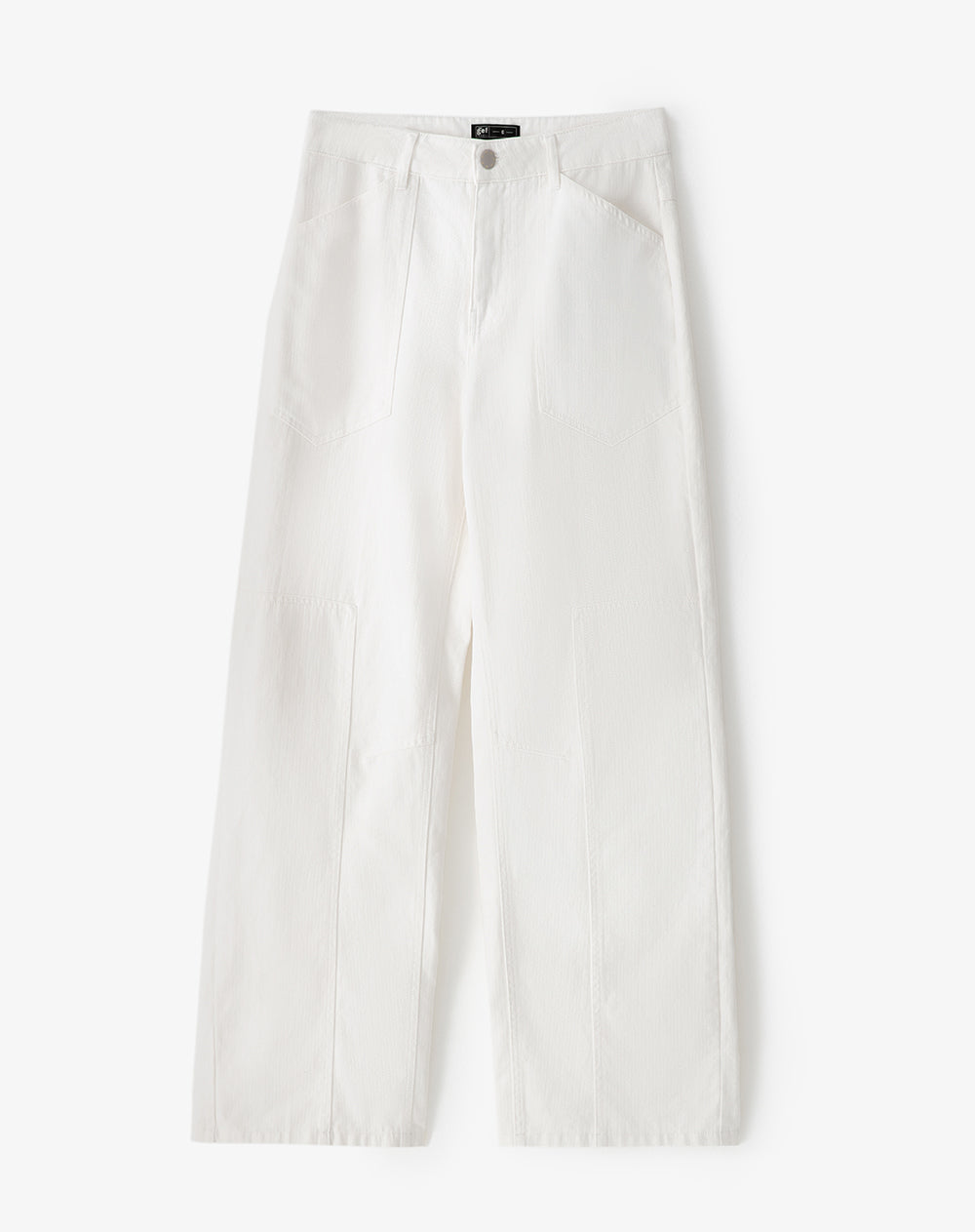 Pantalón wide leg tiro medio en drill algodón habano mujer