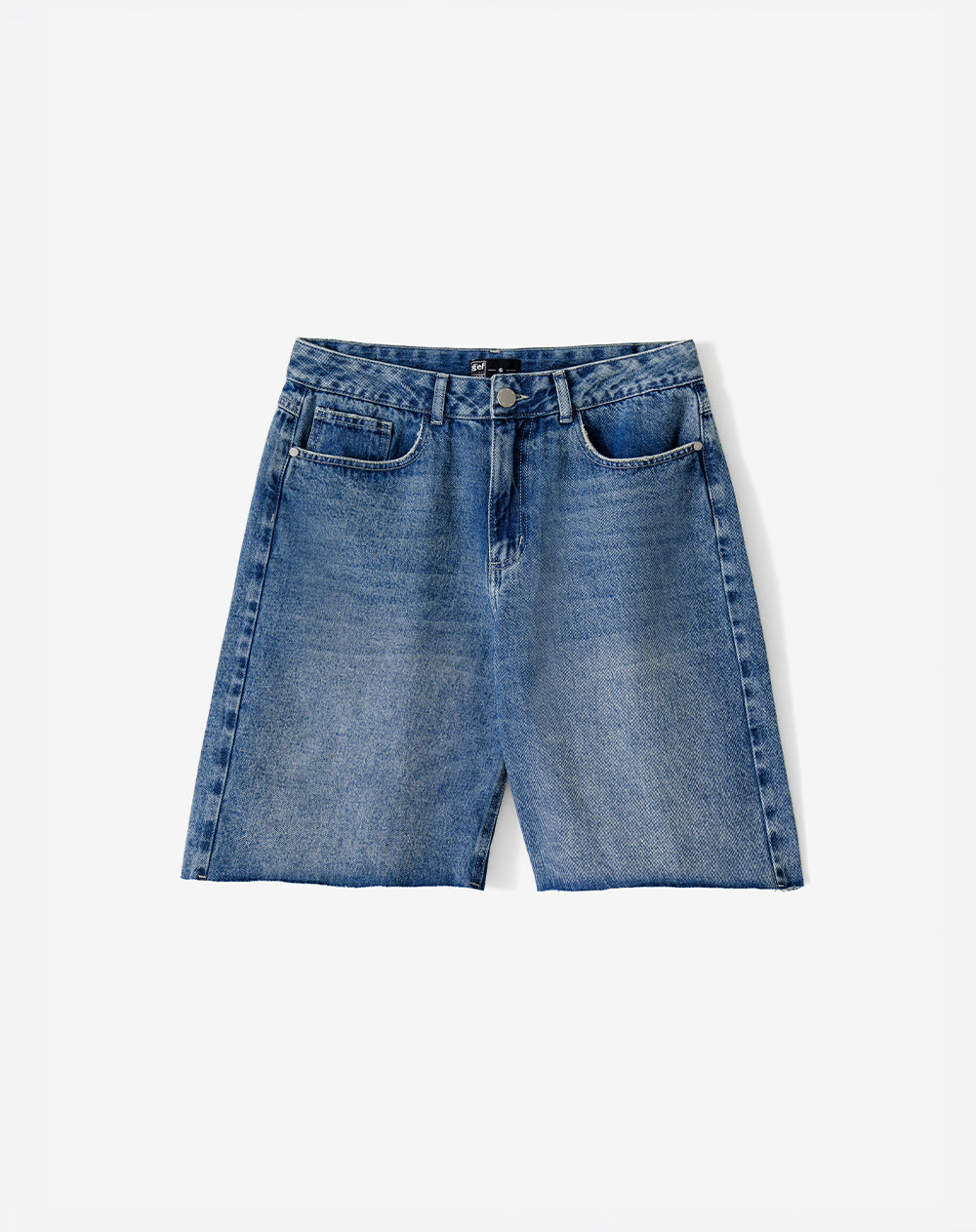 Bermuda regular tiro medio denim índigo medio mujer