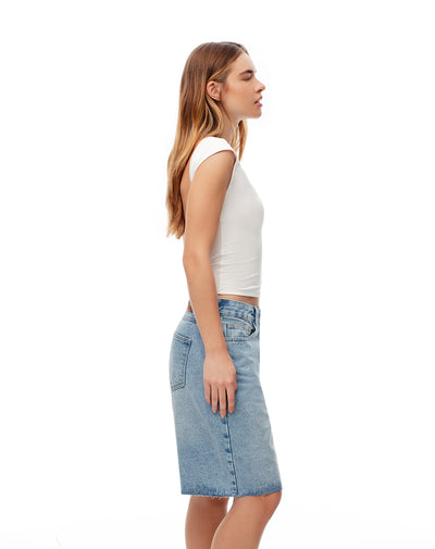 Bermuda denim regular tiro medio índigo medio mujer