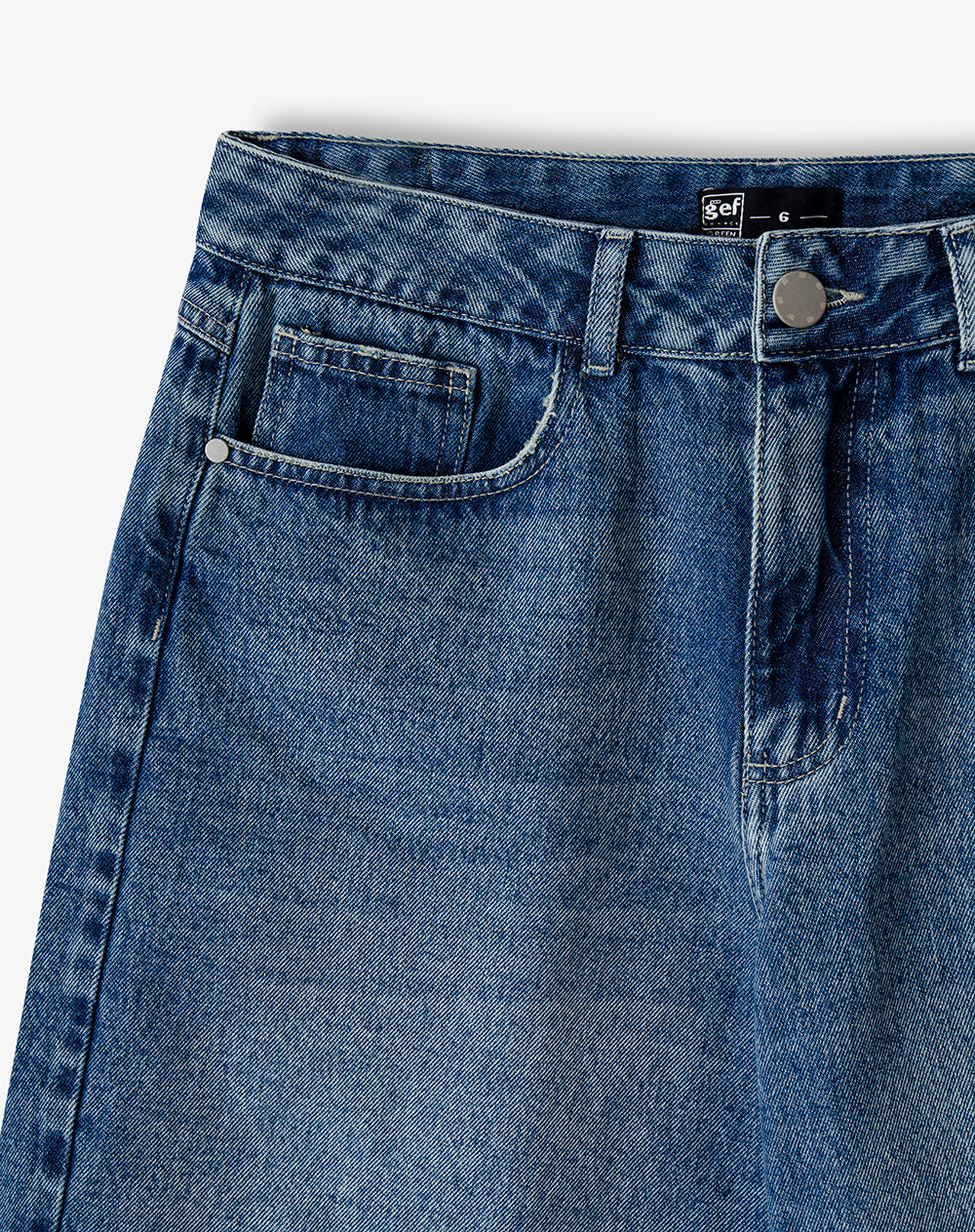 Bermuda regular tiro medio denim índigo medio mujer