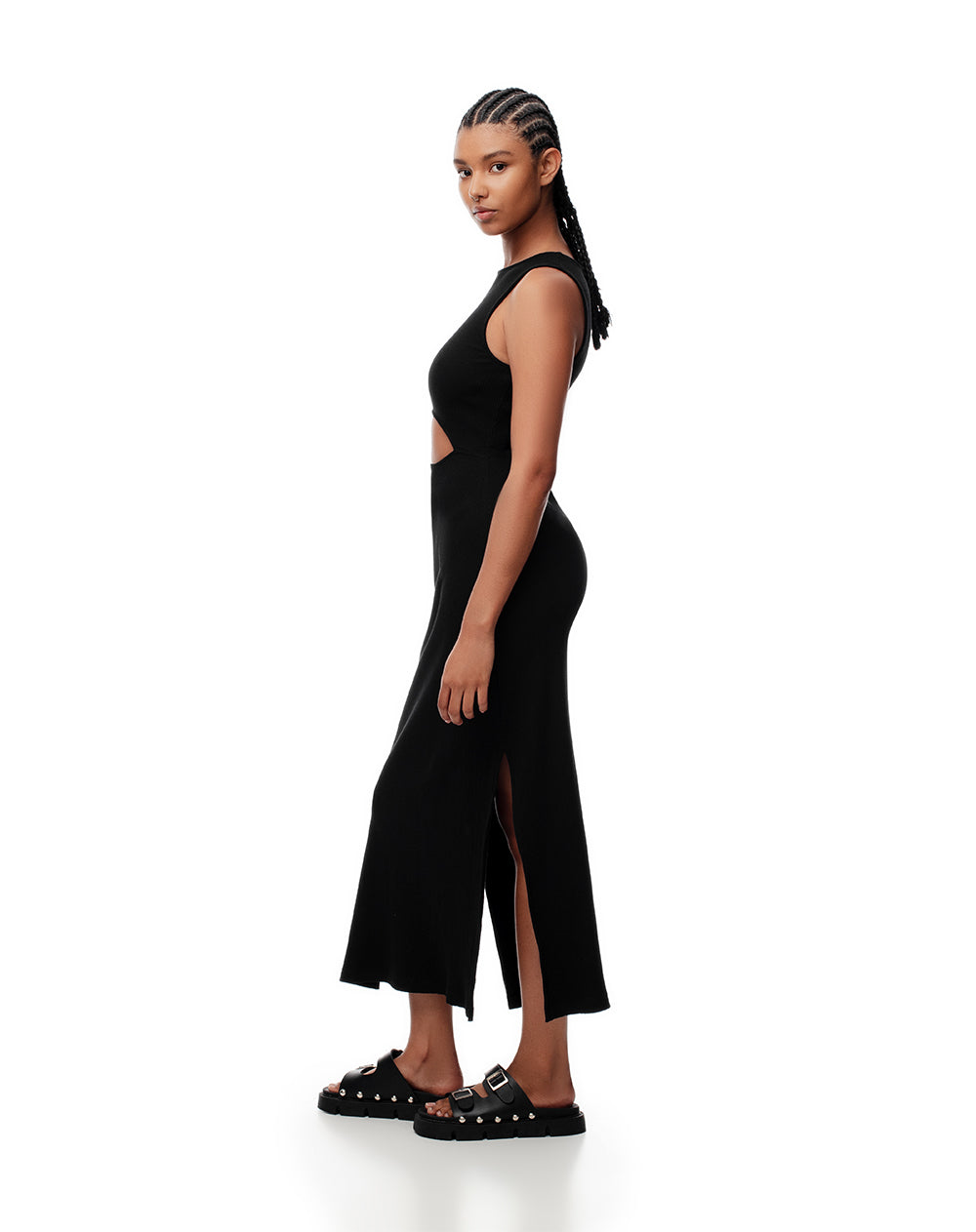 Vestido largo en rib negro
