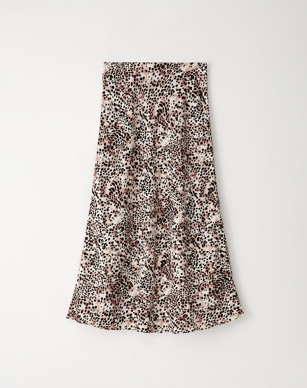 Falda midi tiro alto satín print mujer