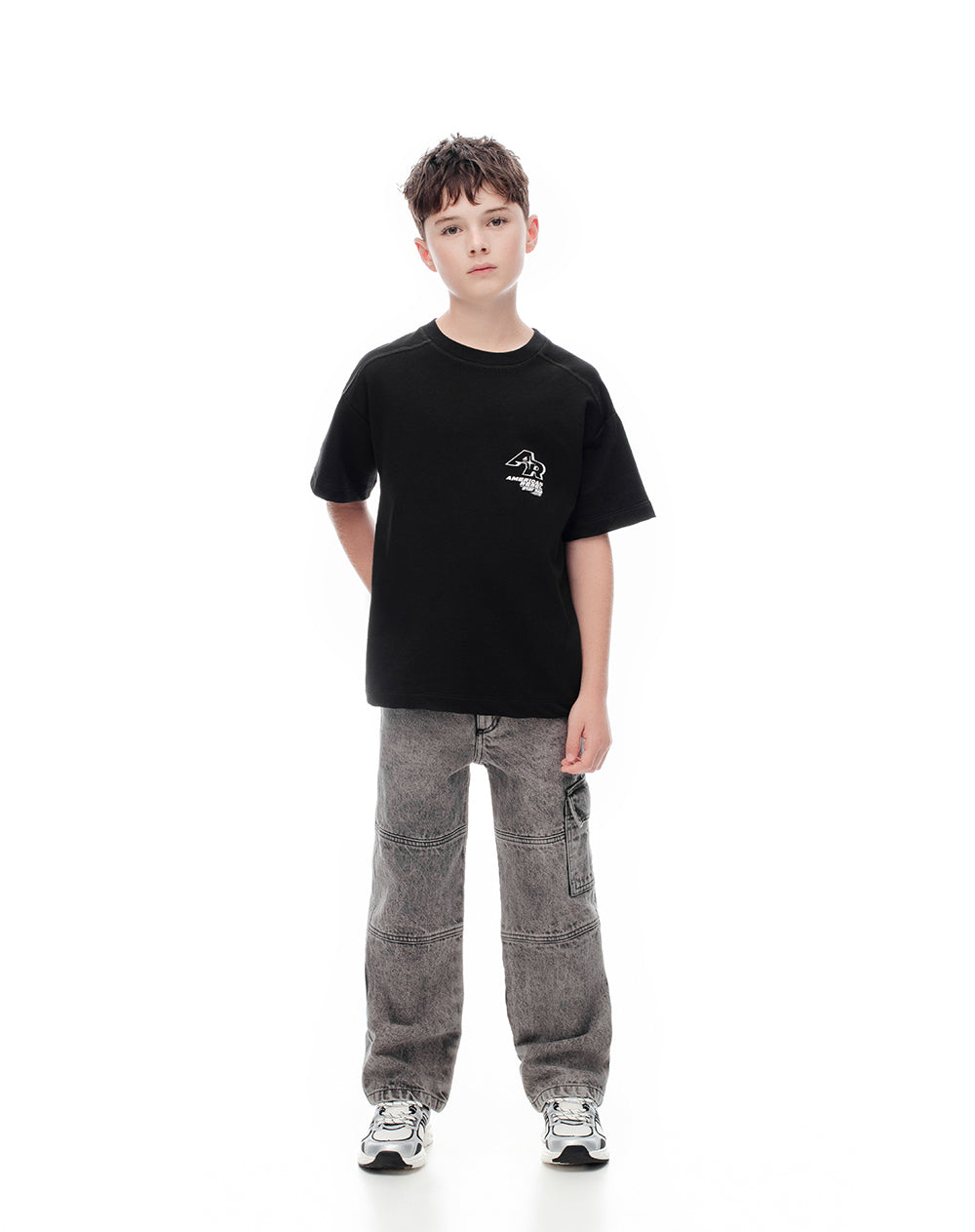 Jean regular fit tiro medio denim gris