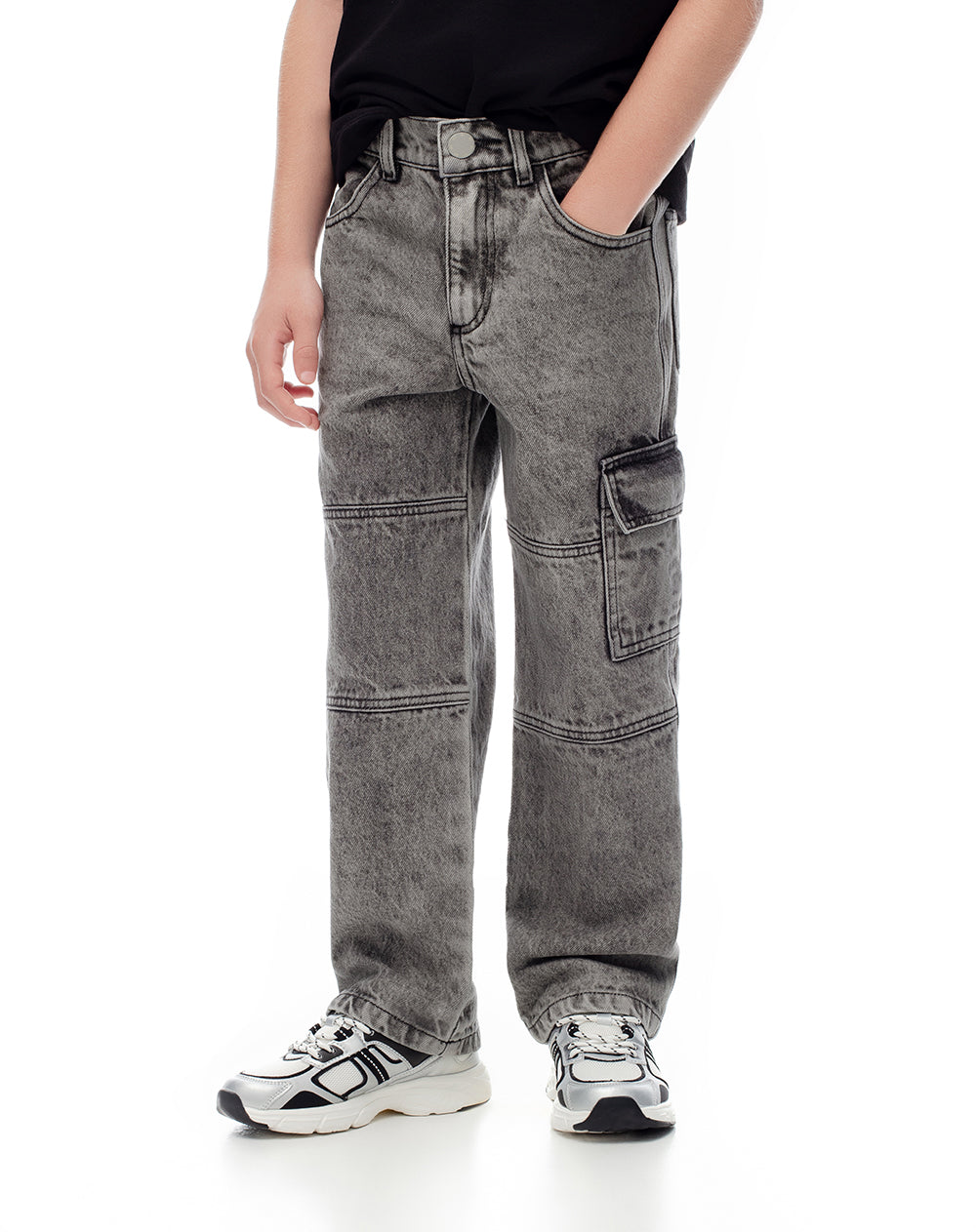 Jean cargo gris niño