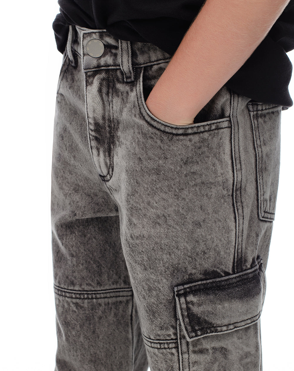 Jean cargo gris niño
