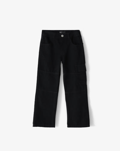 Jean regular fit tiro medio denim negro