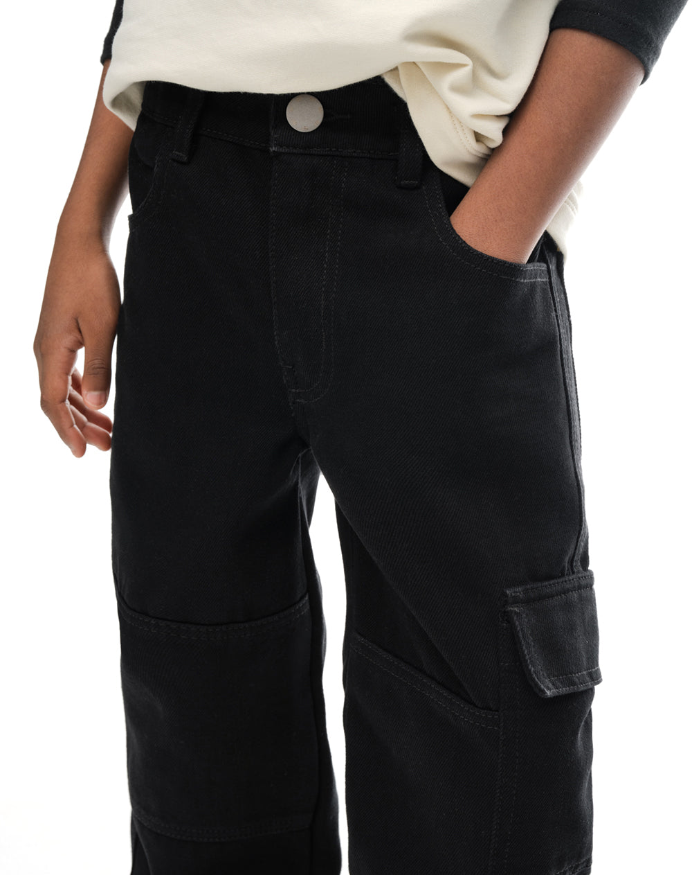 Jean regular tiro medio d im negro niño