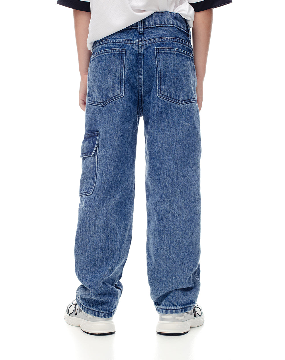 Jean cargo 100% algodón índigo oscuro niño